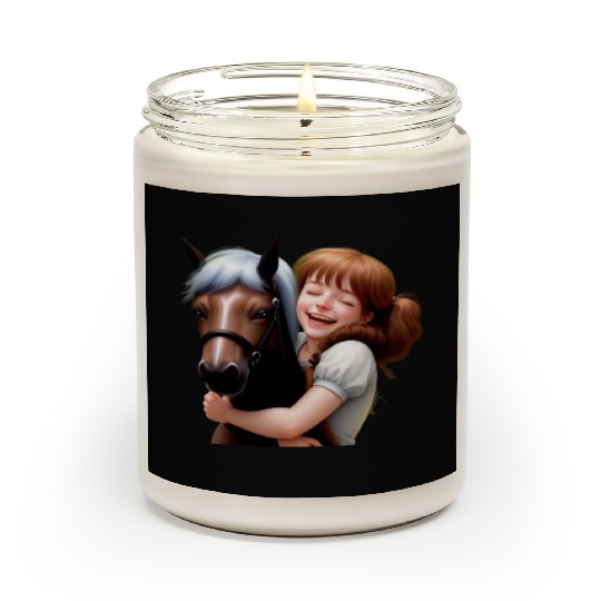 Little Girl Hugs Her Pony Scented Candles