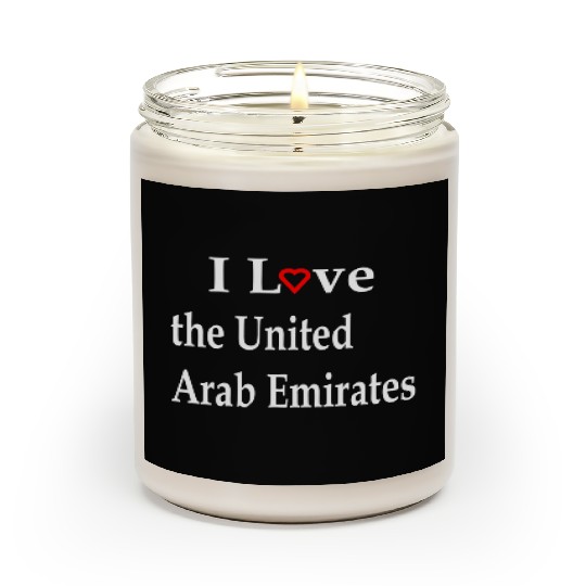 I Love the United Arab Emirates Red Heart Text w Scented Candles