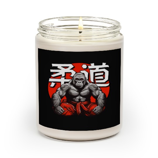 Judo Martial Arts Gorilla Japanese Text Red White Scented Candles