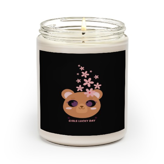 Teddy bear face with flower Scented Candles