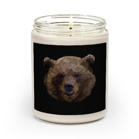 Polygonal brown bear triangular shape low poly art Scented Candles