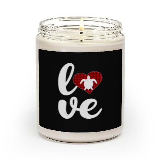Sea Turtle Lover Buffalo Plaid Love Turtle Scented Candles