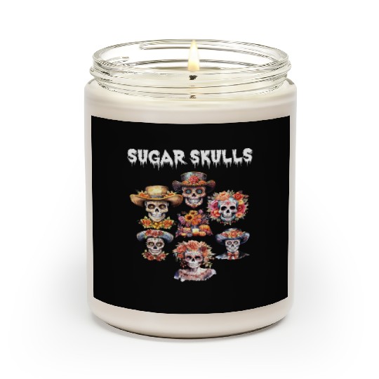 Vintage Mexican Day of the Dead Art Sugar Skulls Scented Candles