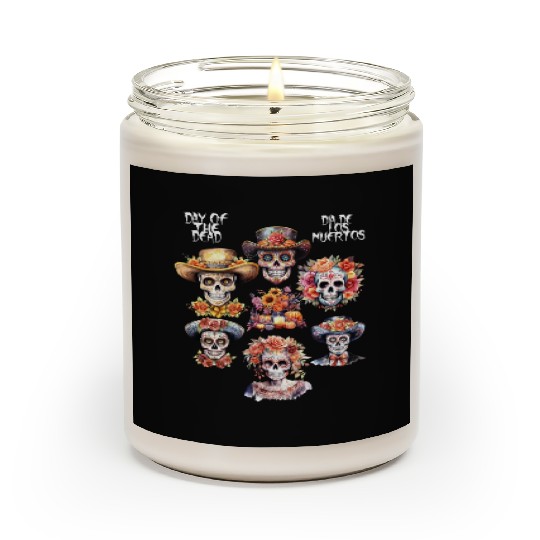 Vintage Mexican Day of the Dead Art Sugar Skulls Scented Candles