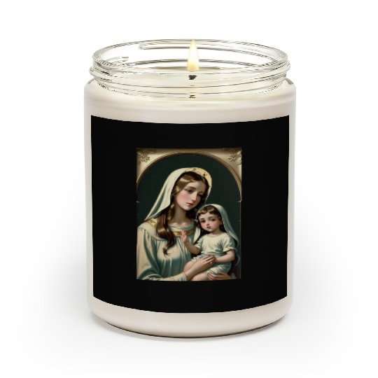 Mother Mary with Baby Jesus Vintage Styled Scented Candles