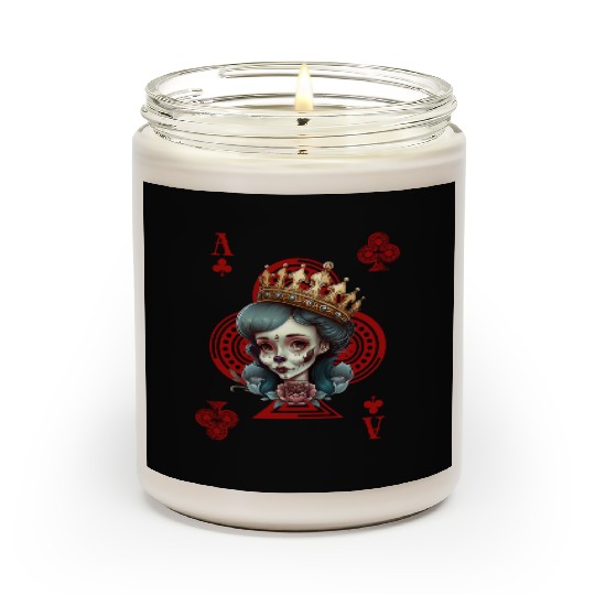 Ace of Clubs Bone Skull Queen Creepy Gothic Scented Candles