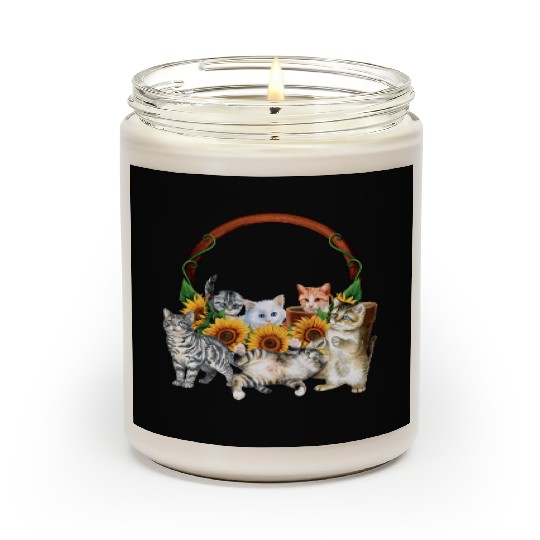 Kittens Sunflowers Gift For Cat LOver Scented Candles