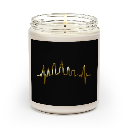 Chicago Skyline Heartbeat USA Heart I Love Chicago Scented Candles