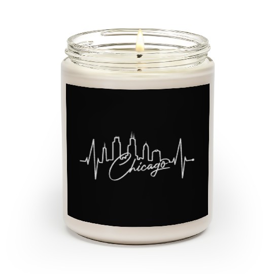 Chicago Skyline Heartbeat USA Heart I Love Chicago Scented Candles