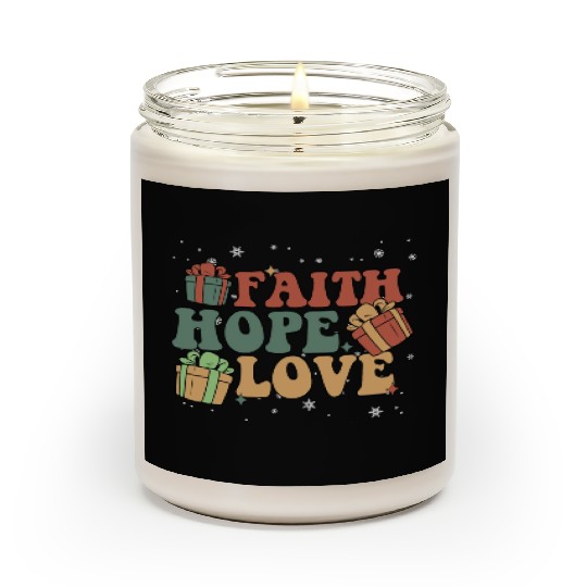 Faith Hope Love Religious Family Christmas Scented Candles