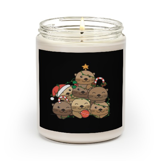 Otter Christmas Tree Funny Animal Christmas Scented Candles
