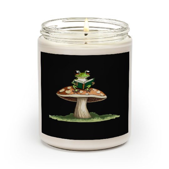 Frog with a Book on Mushroom Scented Candles