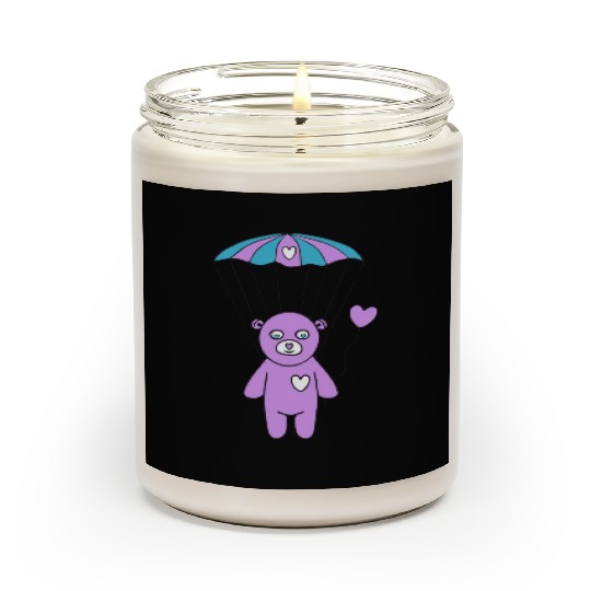 Cheerful Purple Teddy bear with a Heart Balloon Scented Candles