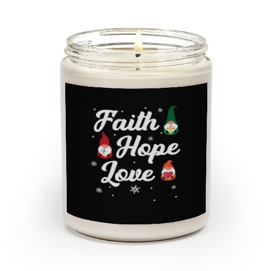 Faith Hope Love Religious Family Christmas Gnome Scented Candles