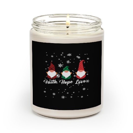 Faith Hope Love Religious Family Christmas Gnome Scented Candles