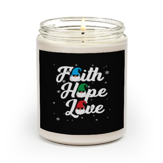 Religious Family Faith Hope Love Christmas Gnome Scented Candles