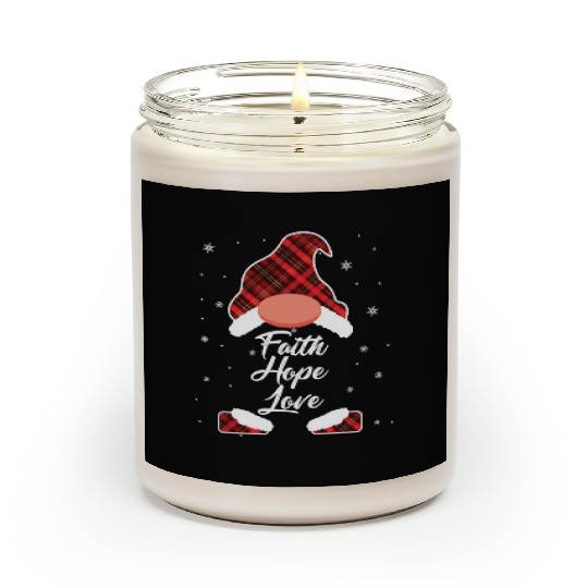 Faith Hope Love Religious Family Christmas Gnome Scented Candles