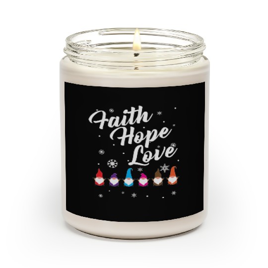 Religious Family Faith Hope Love Christmas Gnome Scented Candles