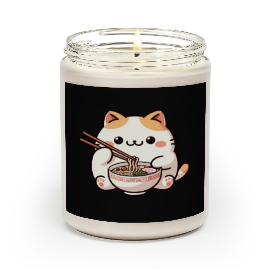 Neko Cat Eating Ramen Noodles Anime Scented Candles