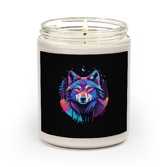 Eerie Blacklight Wolf Scented Candles - Neon Colors