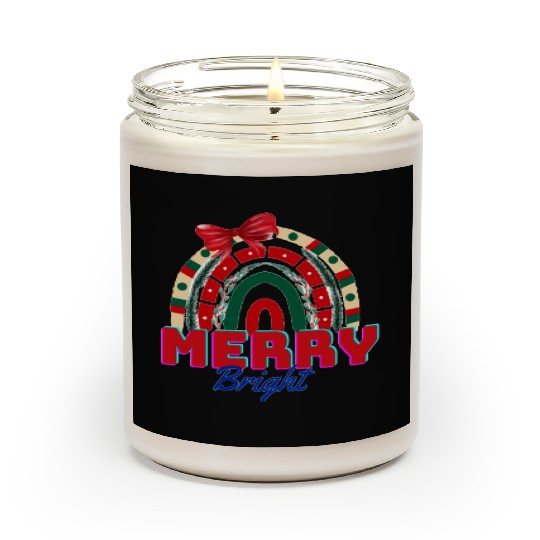 Merry and bright, rainbow art Scented Candles