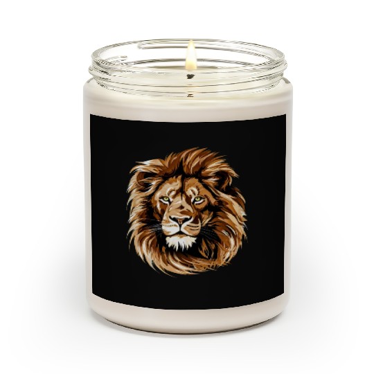 lion brown head in the style of detailed Scented Candles