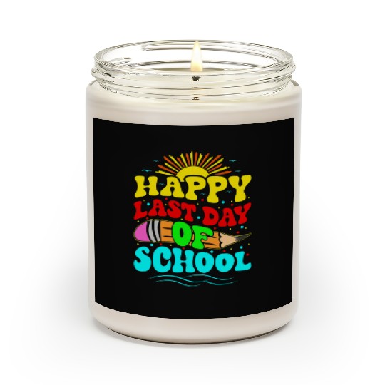 Happy Last Day Of School Teacher Students Groovy Scented Candles