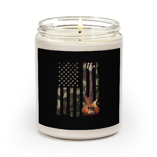 bass guitar american flag, funny bass player Scented Candles