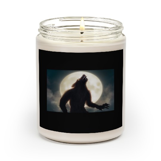 Werewolf standing in front of the moon Scented Candles