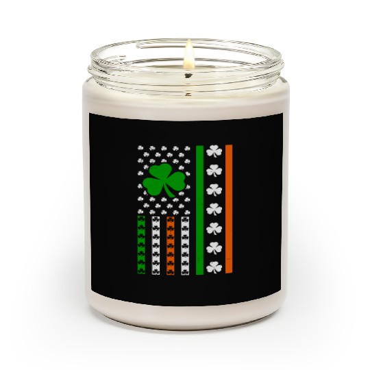 Irish American Flag Ireland Lucky Clover Shamrocks Scented Candles