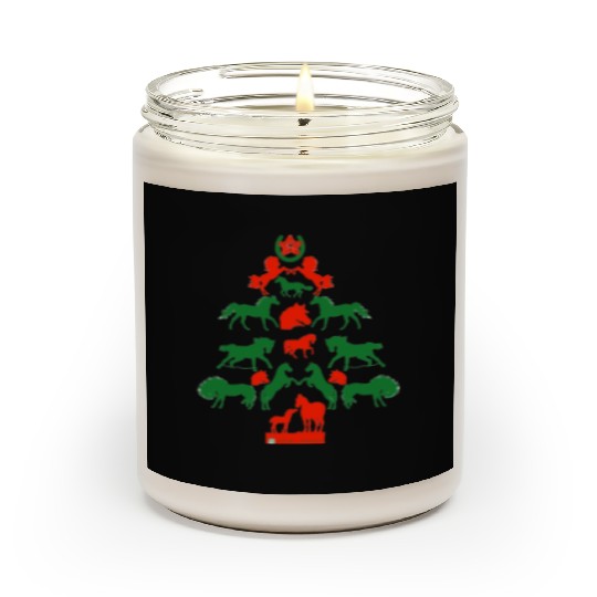 Horse Christmas Tree in Red and Green Scented Candles