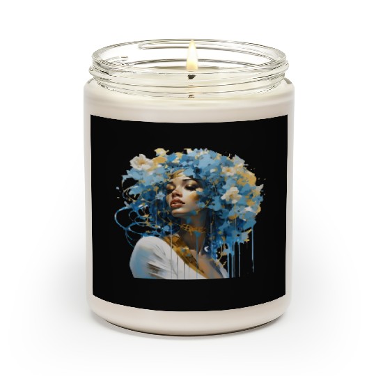 Blue haired floral lady Scented Candles