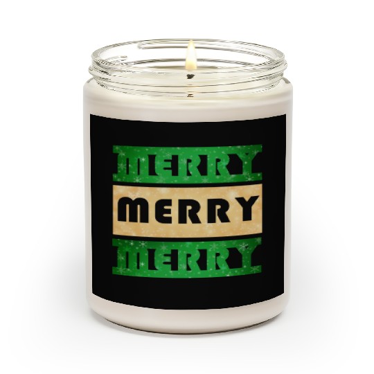 Merry Merry Merry Green and Gold Scented Candles