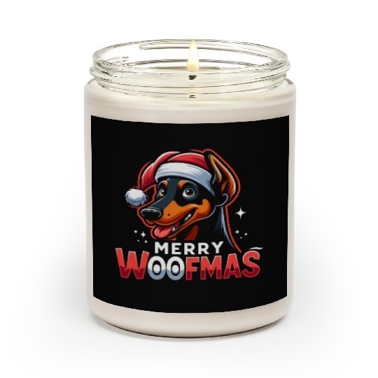 Xmas Dog Merry Woofmas Christmas Doberman Scented Candles