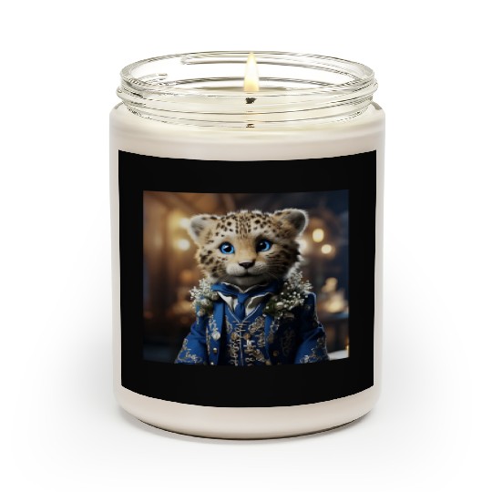Cute Cheetah Cub Blue Eyes Tuxedo Cat Scented Candles