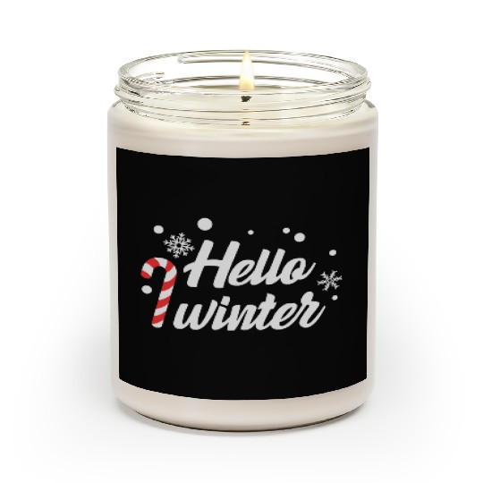 Hello Winter Christmas Candy Canes Scented Candles