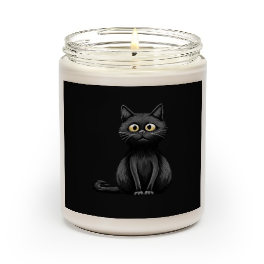 A midnight-colored cat with captivating amber eyes Scented Candles