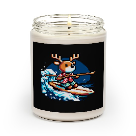 Surfing Reindeer: 8-Bit Holiday Wave Scented Candles