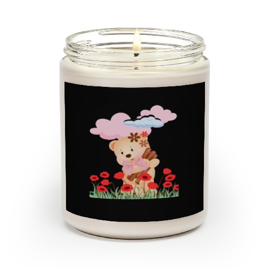teddy bear and flowers Scented Candles