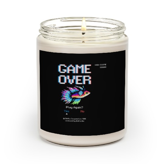 8 bit Arcade Retro Game Over Betta Fish Scented Candles