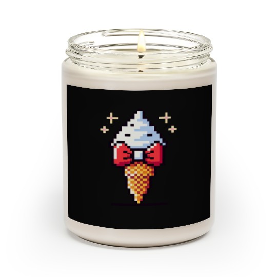 Whimsical 8-Bit Ice Cream: Retro Bow Tie Delight Scented Candles
