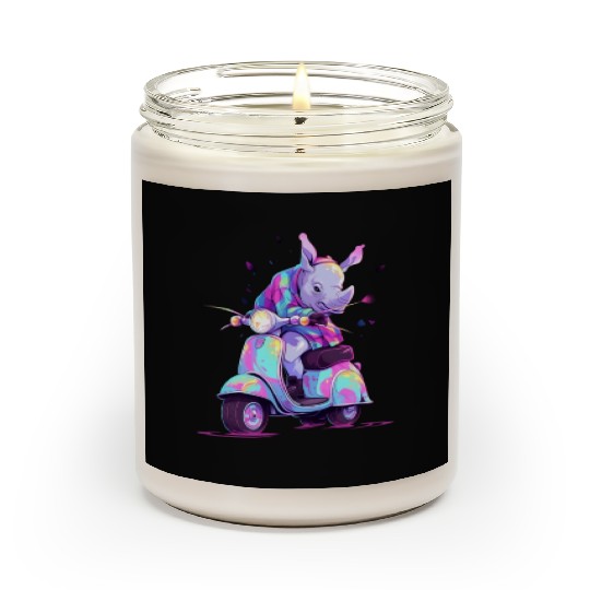 Rhino Riding Scooter Funny Rhinoceros Biker Moped Scented Candles