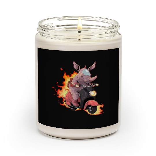 Rhino Riding Scooter Funny Rhinoceros Biker Moped Scented Candles