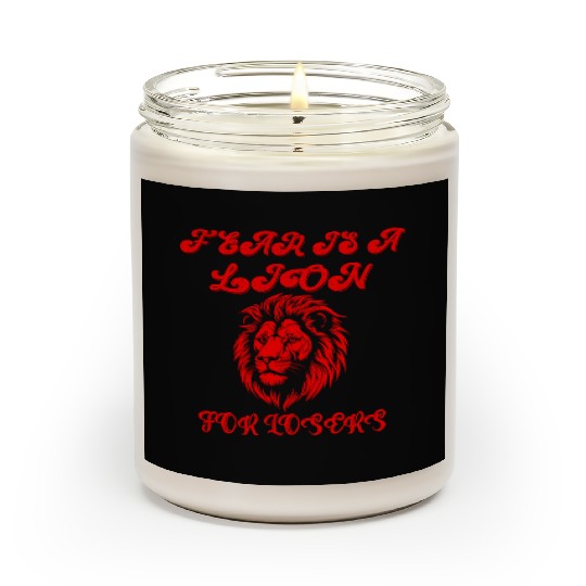 Defeating Fear with Courageous Lion Graphic. Scented Candles