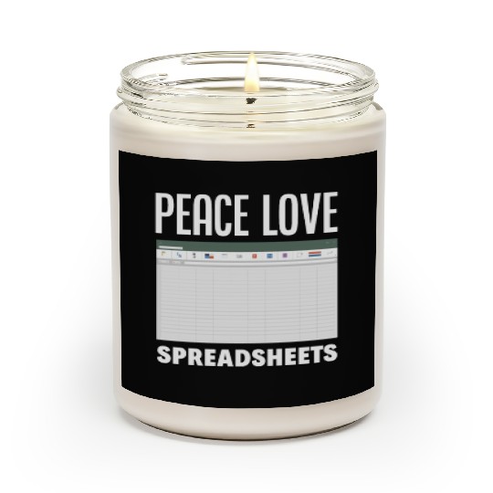 Peace Love Spreadsheets Funny Accountant Gift Scented Candles