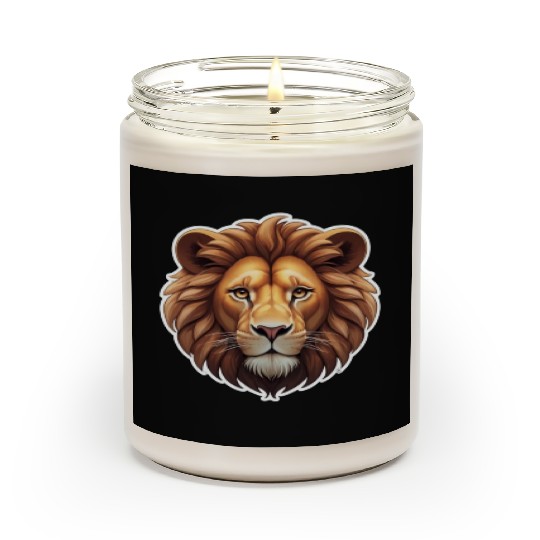 Lion Head Cartoon Design - Cute and Majestic Motif Scented Candles