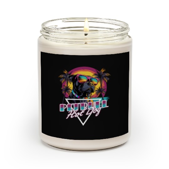Retro Wave Pitbull Terrier Hot Dog Scented Candles
