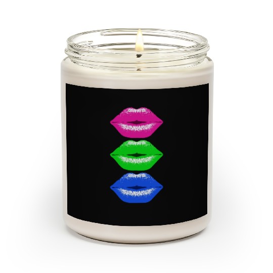 3 Kissing Lips Neon Colors Scented Candles