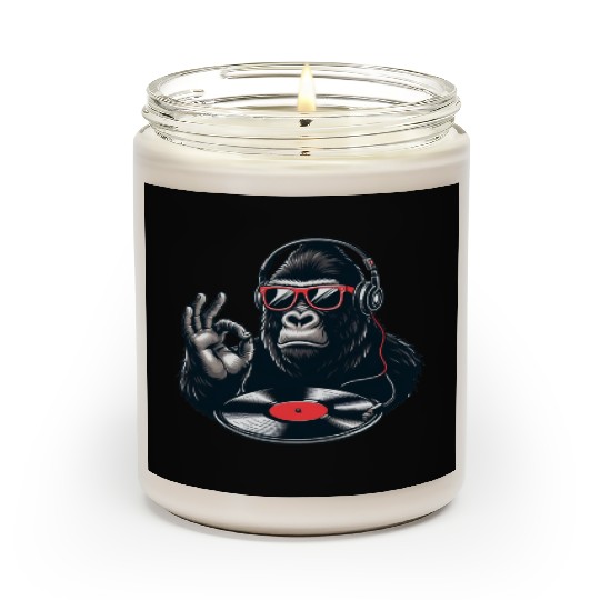 DJ Gorilla hard beats with Record player and Vinyl Scented Candles