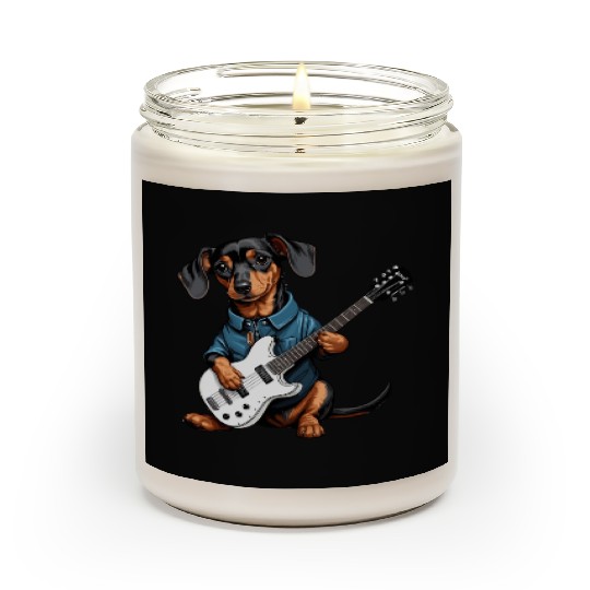 Music PawsCool Dachshund Jamming on Guitar Scented Candles
